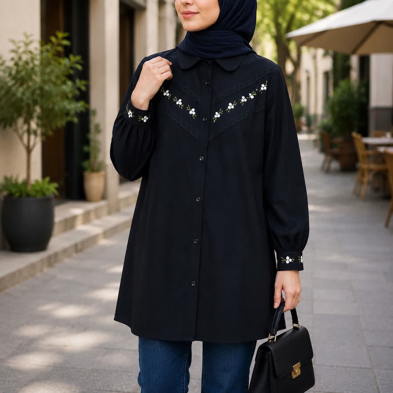 تونیک مانتو الیاف طبیعی گلدوزی شده مدل شیده