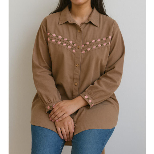 تونیک مانتو الیاف طبیعی مدل گلسا گلدوزی شده