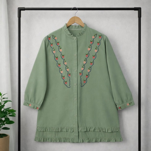 تونیک مانتو الیاف طبیعی مدل مهسا گلدوزی شده